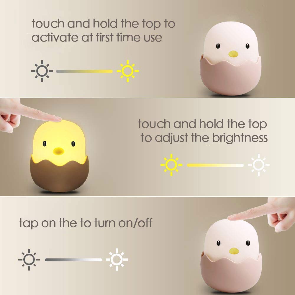 LED Night Light Eggshell Design Baby Night Lamp Dimmer Tumbler Bedside Lamp Feeding Lamp - Warm Light