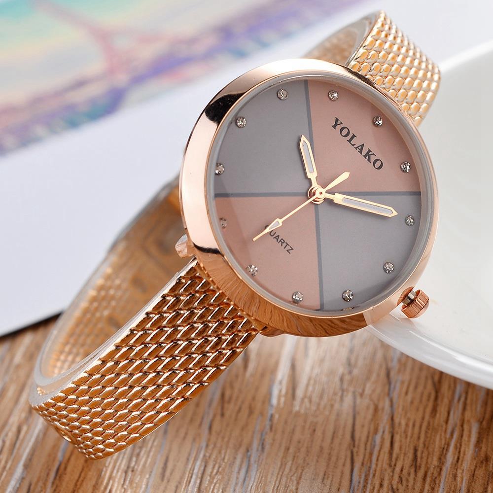 YOLAKO YK34 Women Quartz Watch Plastic Leather Strap Fashion Casual Watches - Fuchsia