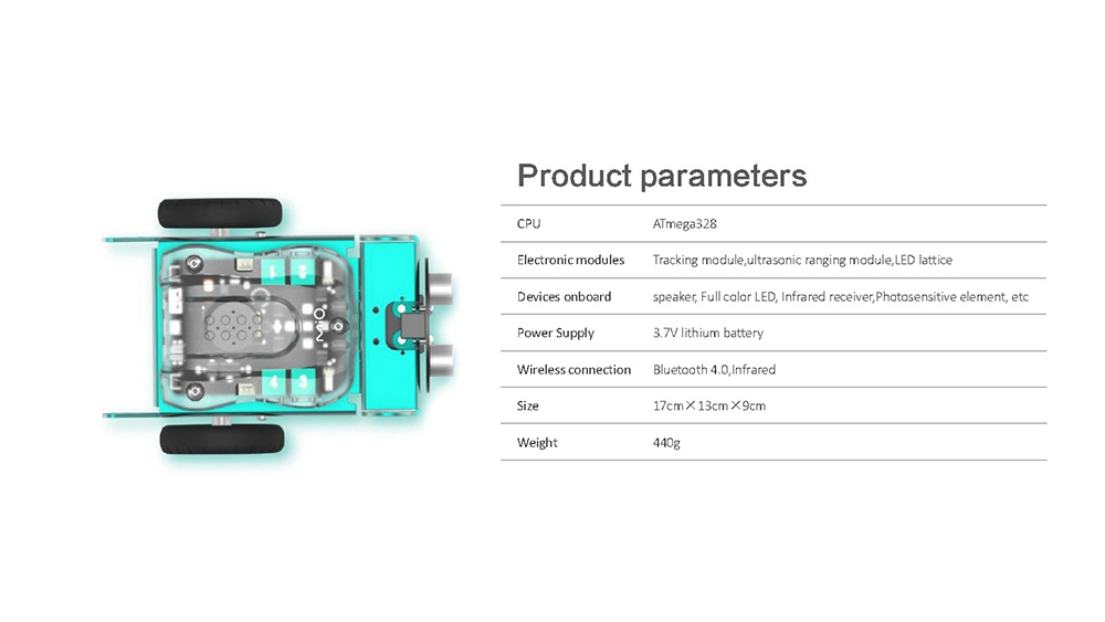 Robo3 Mio STEAM Obstacle Avoidance Tracking Mode RC Robot Bluetooth Remote Control Graphic Programming
