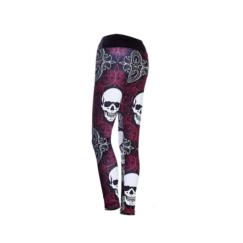 CK2241 Women Skeleton Pattern Yoga Pants High-waist Leggings Size S - Fuchsia