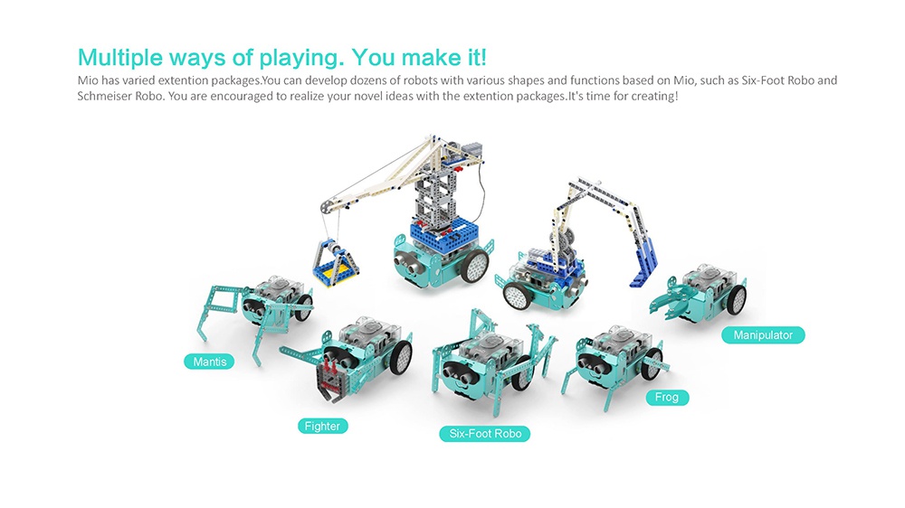 Robo3 Mio STEAM Obstacle Avoidance Tracking Mode RC Robot Bluetooth Remote Control Graphic Programming