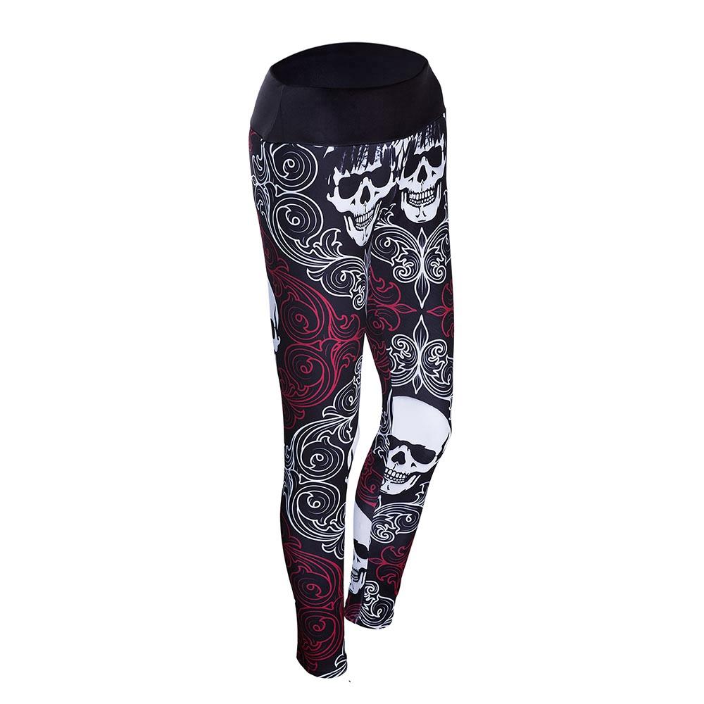CK2241 Women Skeleton Pattern Yoga Pants High-waist Leggings Size S - Fuchsia