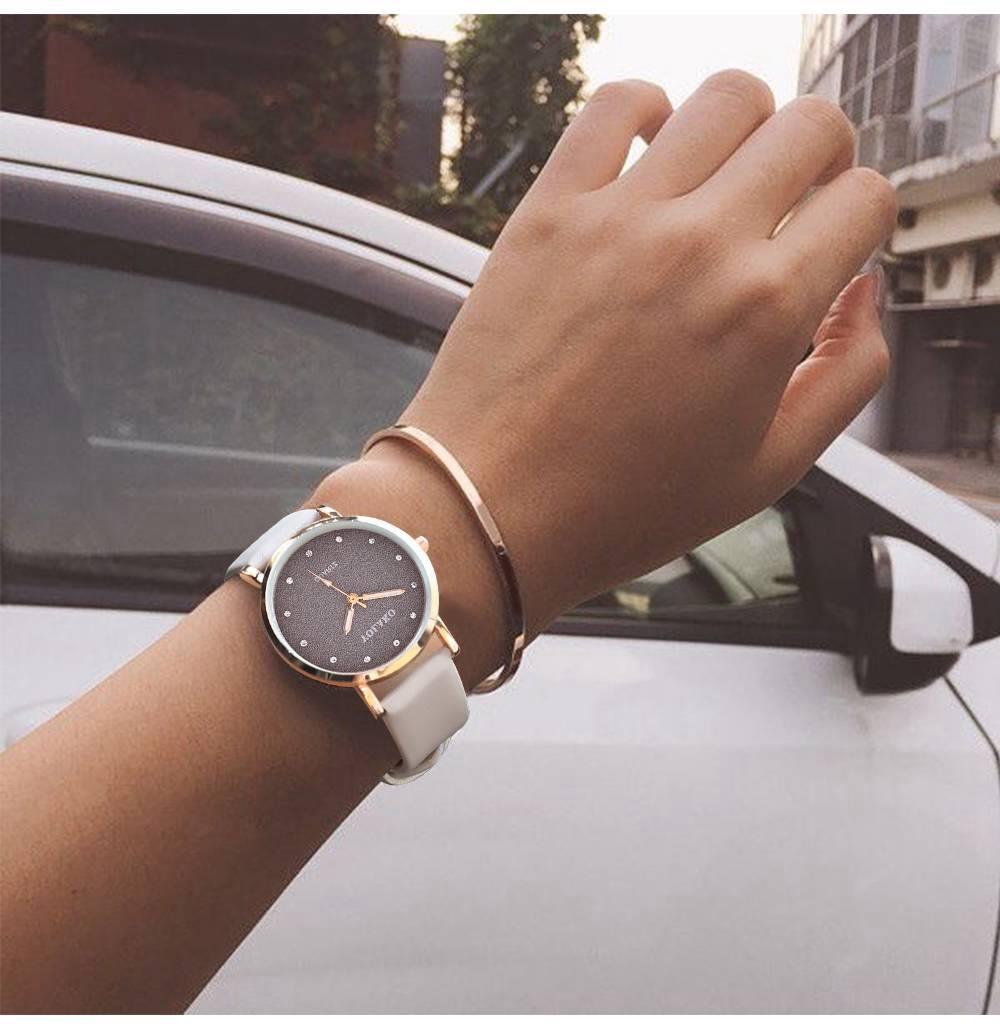 YOLAKO YK32 Women Casual Quartz Watch PU Leather Strap - White