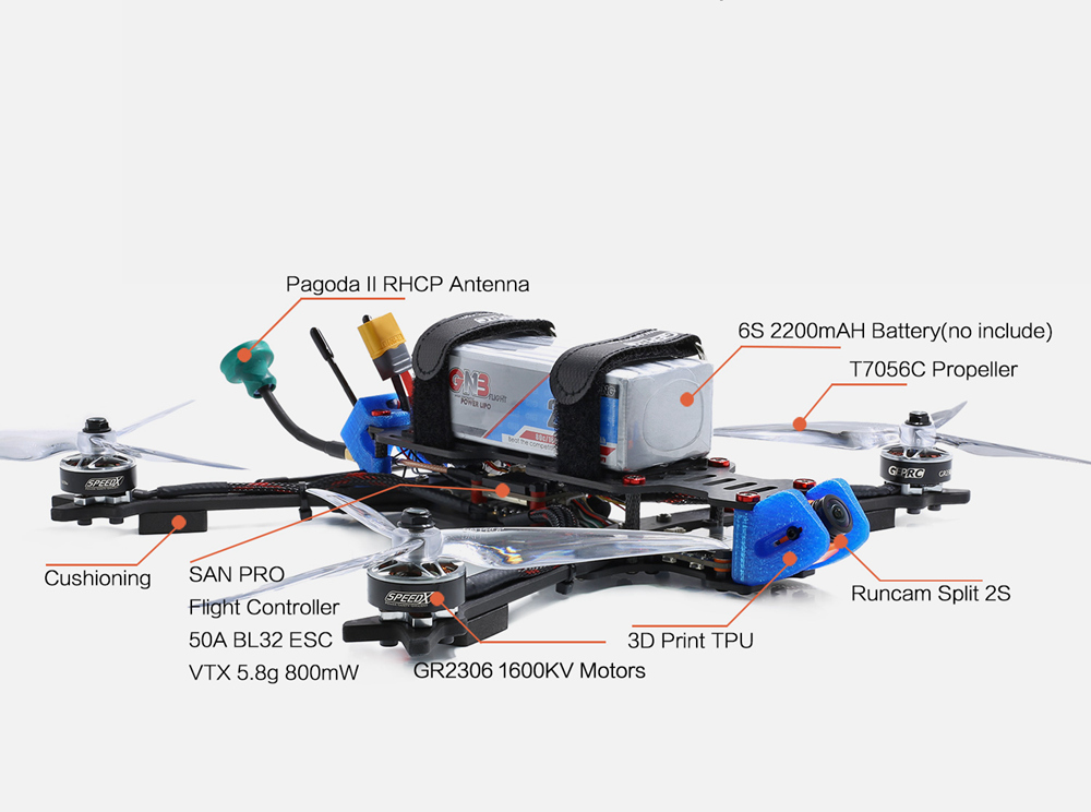 GEPRC Crocodile 7 GEP-LC7-PRO 7Inch 315mm 1080P Long Rang FPV RC Racing Drone BNF - R9mm Receiver