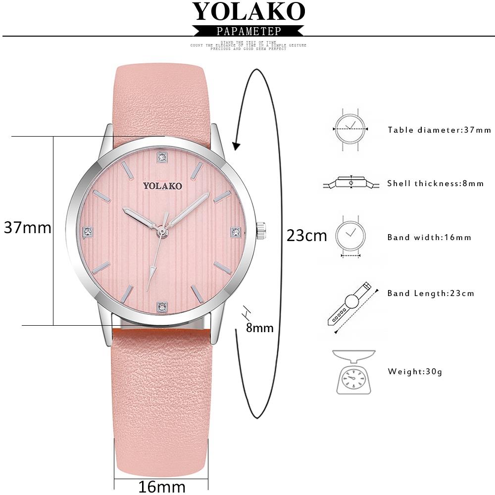 YOLAKO YK38 Women Quartz Watch PU Leather Strap Fashion Casual Watches - Black