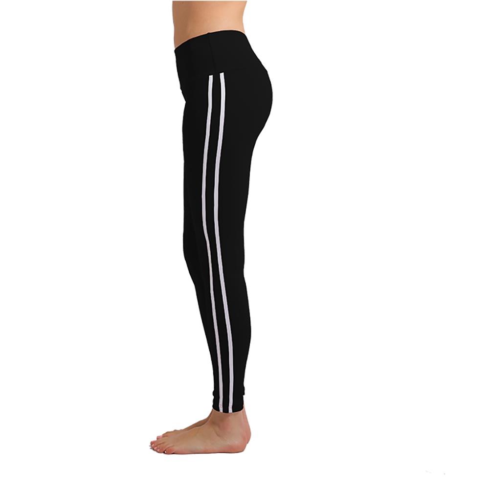 CK2177 Women Strip Yoga Pants High-waist Leggings Size S - Black