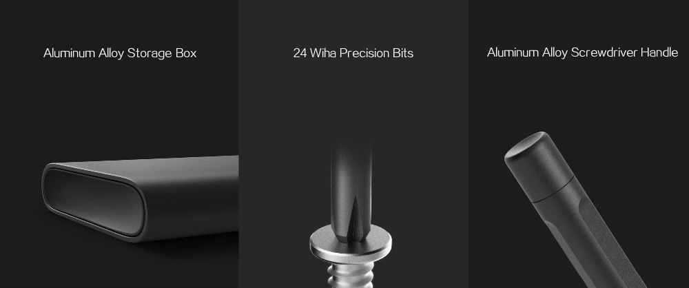 Xiaomi Mijia Wiha Screwdriver Kit 24 in 1 Precision Magnetic Bits Aluminium Alloy - Black