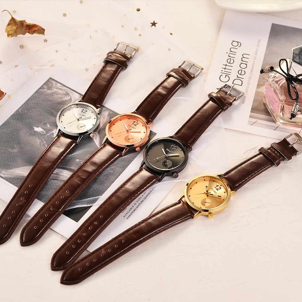 YOLAKO YK115 Watch Casual Quartz Watch PU Leather Strap - Silver + Black