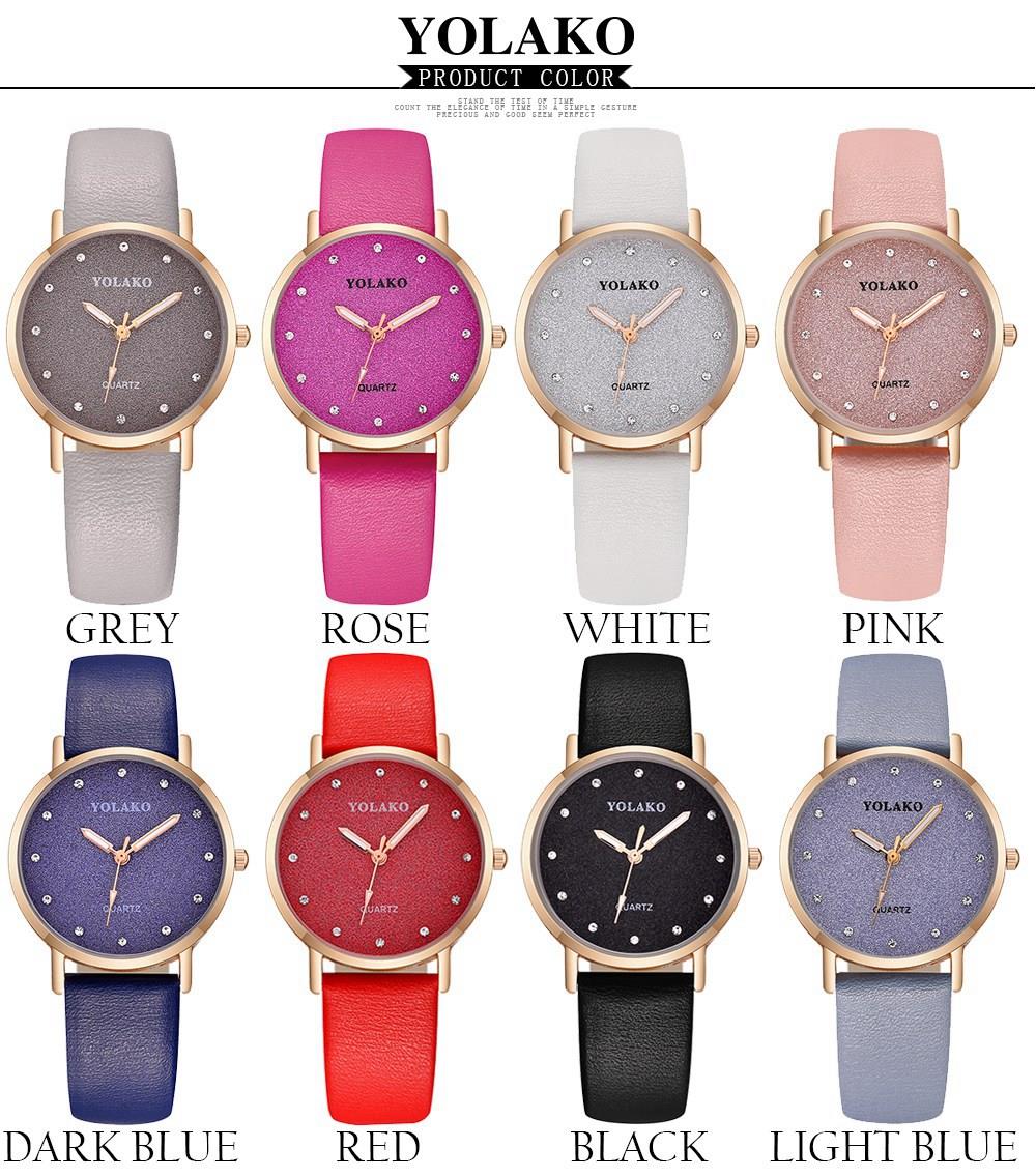 YOLAKO YK32 Women Casual Quartz Watch PU Leather Strap - White