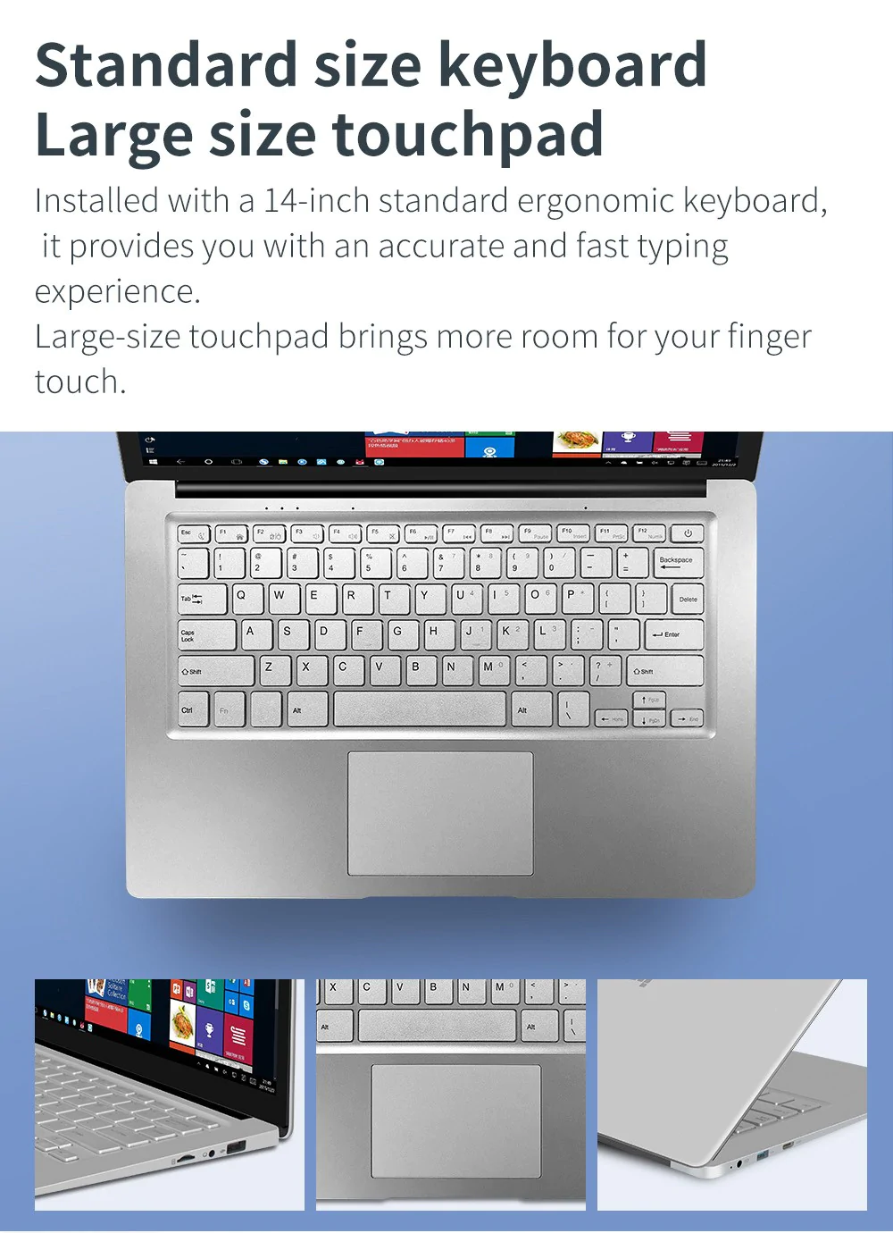 Jumper EZbook S4 Laptop Intel Celeron Gemini Lake N4100 Quad Core 14 Inch 1920*1080 8GB RAM 256GB SSD Windows 10 - Silver