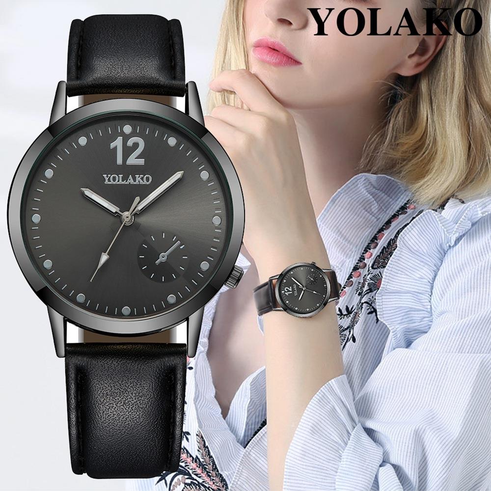 YOLAKO YK115 Watch Casual Quartz Watch PU Leather Strap - Silver + Black