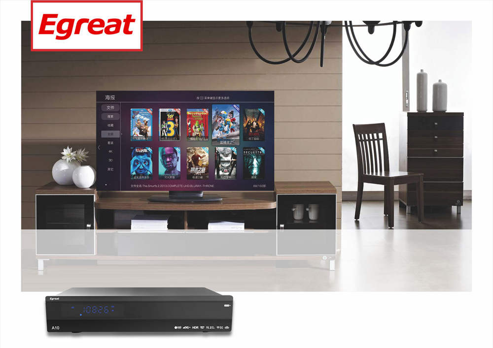 Egreat A10 Pro Hi3798CV200 HDR10 Blu-ray 3D Dolby ATOMS DTS X 4K UHD Google Android Media Player 2GB/16GB with LED Display Dual Band WiFi Gigabit LAN Bluetooth VIDON XBMC