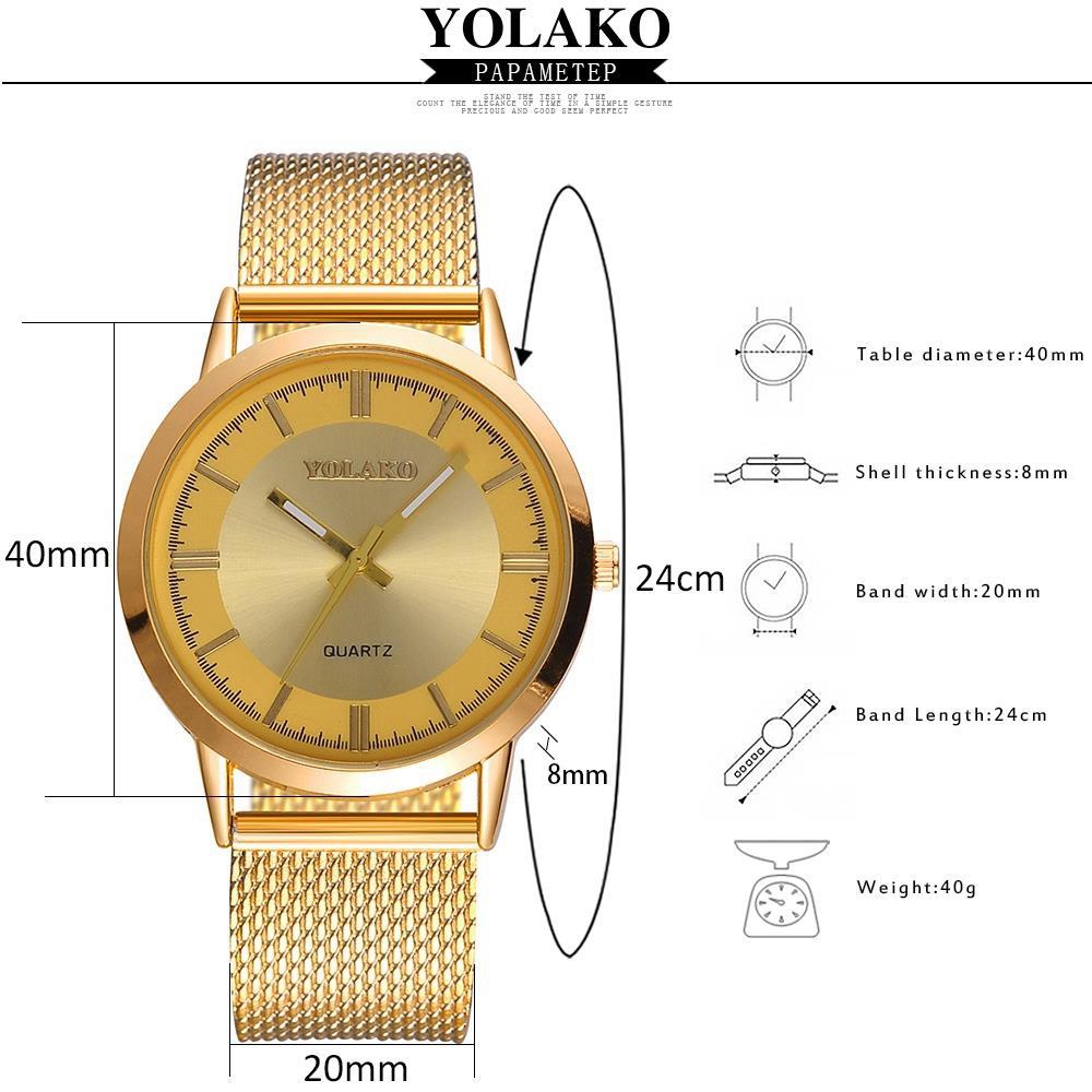 YOLAKO Women Quartz Watch Plastic Strap Fashion Casual Watches - Gold