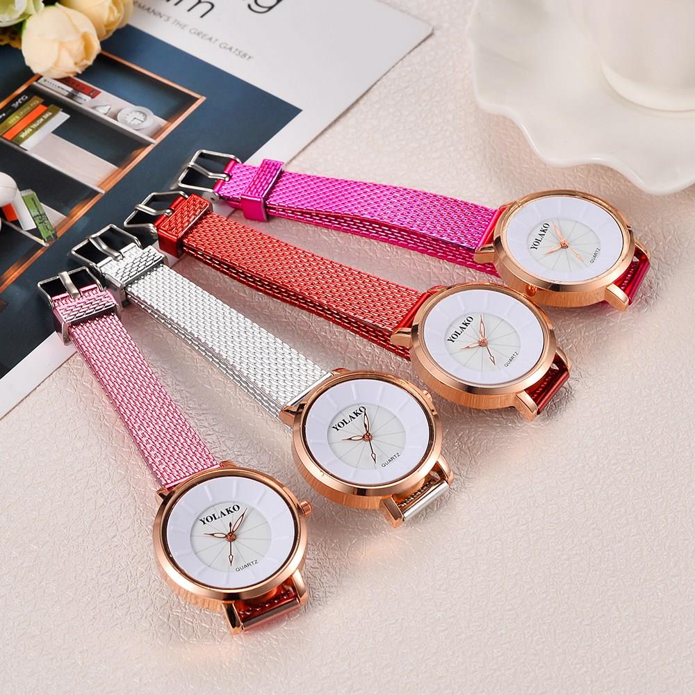 YOLAKO YK09 Women Casual Quartz Watch Plastic Leather Strap - Black