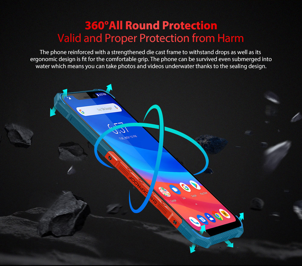 Ulefone Armor 6 6.2 Inch 4G LTE Smartphone Helio P60 6GB 128GB 21.0MP+13.0MP Dual Rear Cameras Android 8.1 IP68 NFC Wireless Charge - Black