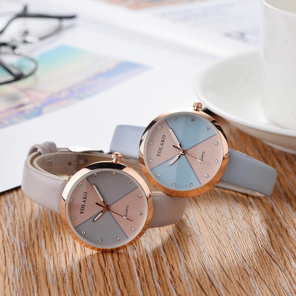 YOLAKO YK35 Women Quartz Watch PU Leather Strap Fashion Casual Watches - Light Blue