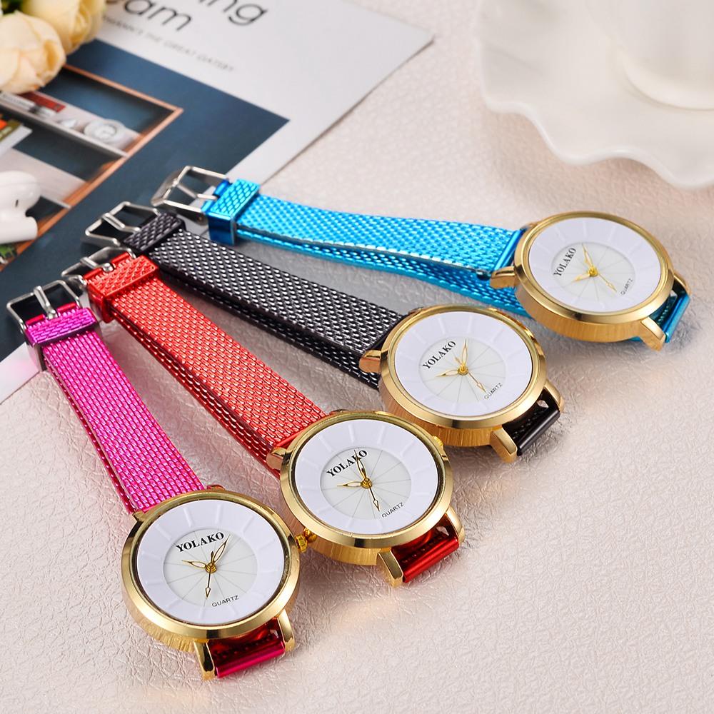 YOLAKO YK19 Women Casual Quartz Watch Plastic Leather Strap - Silver