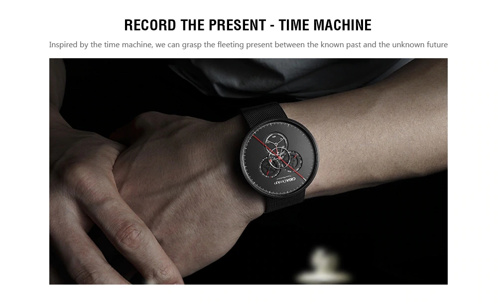 Xiaomi CIGA Design Creative Men Gear Quartz Watch Stainless Steel Strap - Black