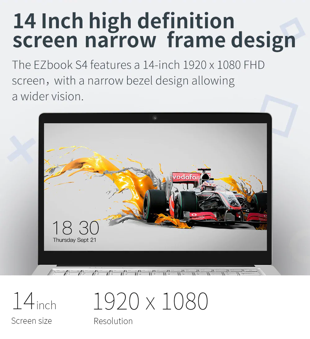 Jumper EZbook S4 Laptop Intel Celeron Gemini Lake N4100 Quad Core 14 Inch 1920*1080 8GB RAM 256GB SSD Windows 10 - Silver