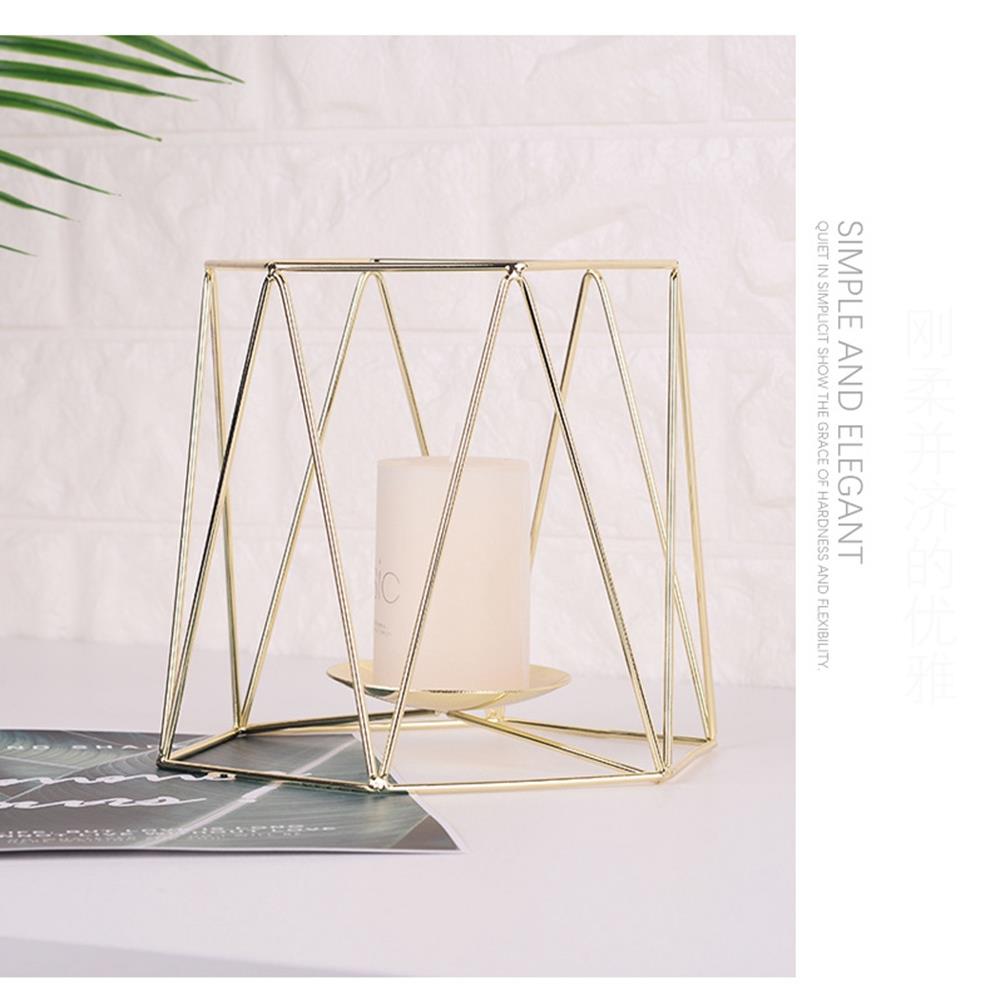 Geometric Candlestick Candle Cup Ornaments Wall Sconce Metal Candle Holders Size S - Gold