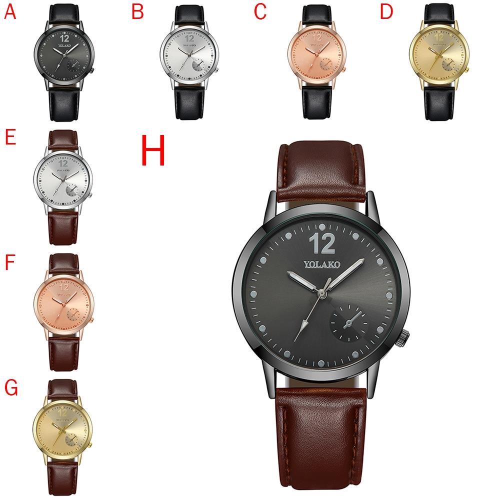 YOLAKO YK115 Watch Casual Quartz Watch PU Leather Strap - Silver + Black