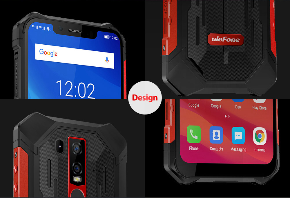Ulefone Armor 6 6.2 Inch 4G LTE Smartphone Helio P60 6GB 128GB 21.0MP+13.0MP Dual Rear Cameras Android 8.1 IP68 NFC Wireless Charge - Black