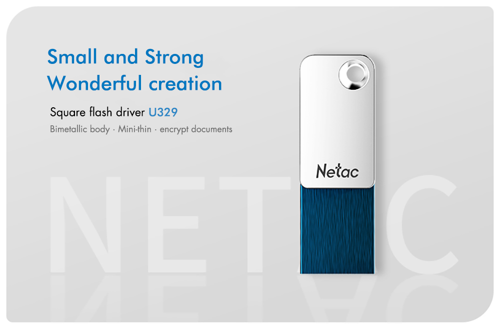 Netac U329 16GB USB Flash Drive Zinc Alloy - Silver + Blue