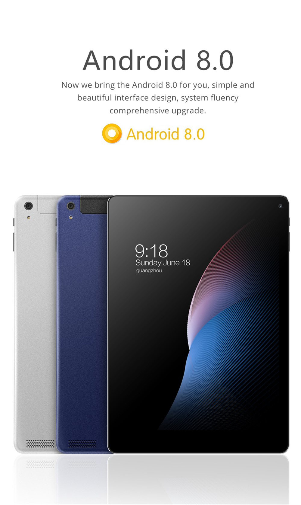 VOYO i8 4G LTE Phablet MTK6797X Deca Core 9.7" IPS 2K 2048*1536 4GB RAM 64GB ROM Android 8.0 Dual SIM Dual Standby - Black