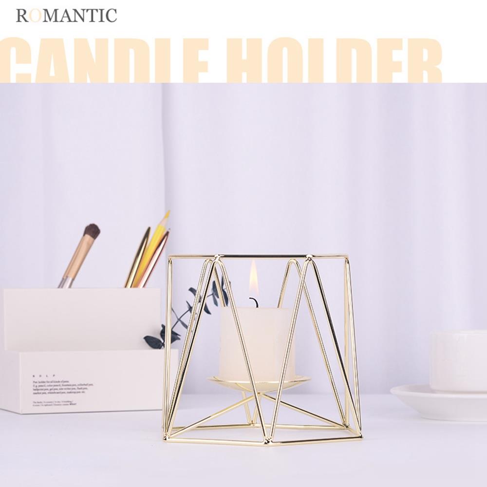 Geometric Candlestick Candle Cup Ornaments Wall Sconce Metal Candle Holders Size S - Gold
