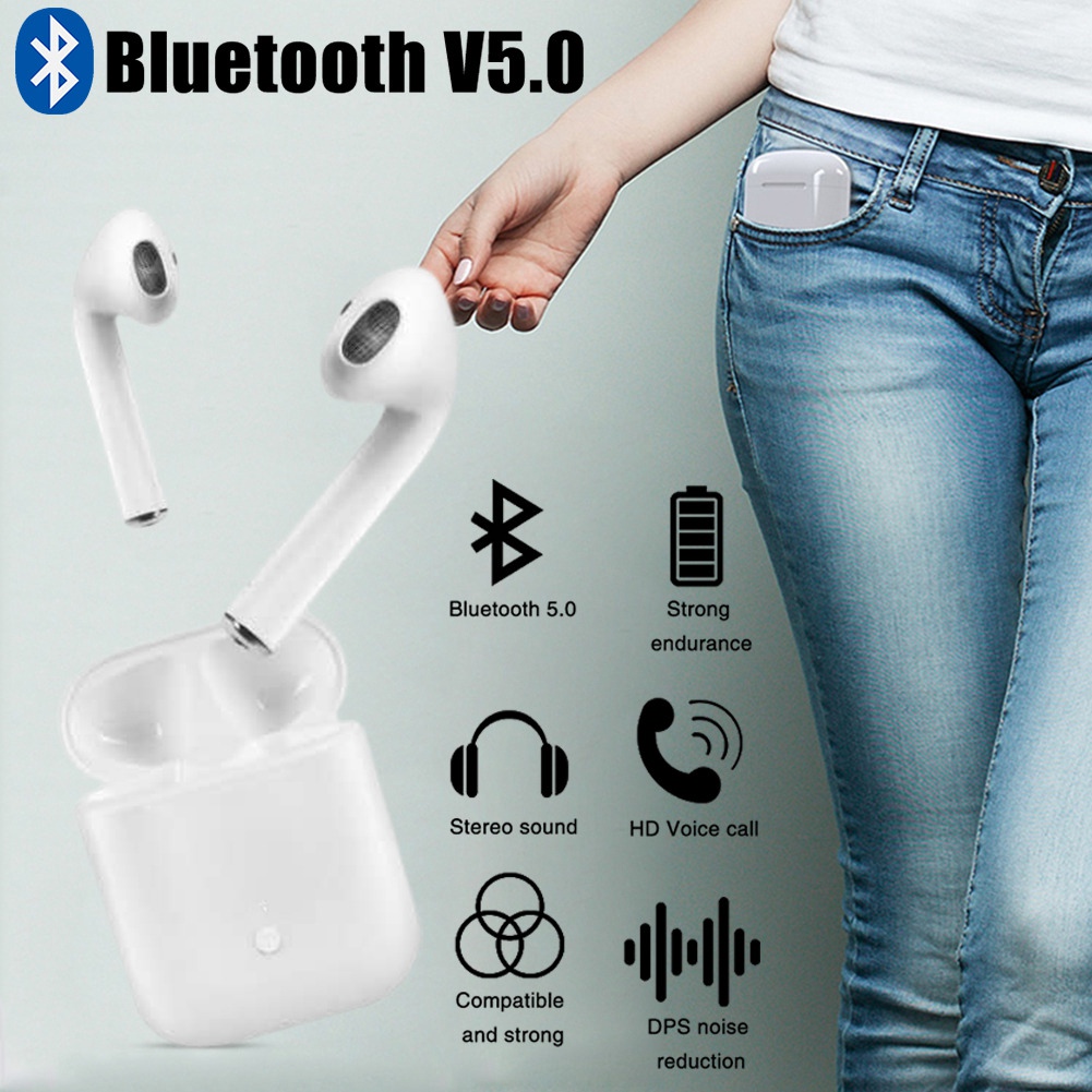 LK TE8 Wireless Bluetooth 5.0 Earbuds Touch Control Wireless Charging 3D Surround Sound Binaural Calls - White