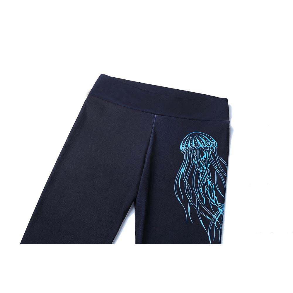 CK2236 Women Jellyfish Pattern Yoga Pants High-waist Leggings Size S - Black