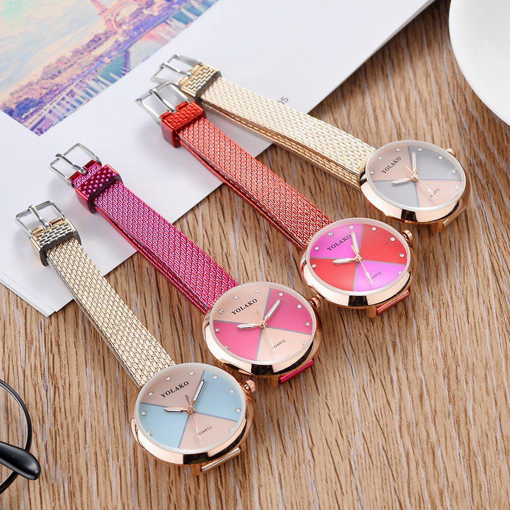 YOLAKO YK34 Women Quartz Watch Plastic Leather Strap Fashion Casual Watches - Fuchsia