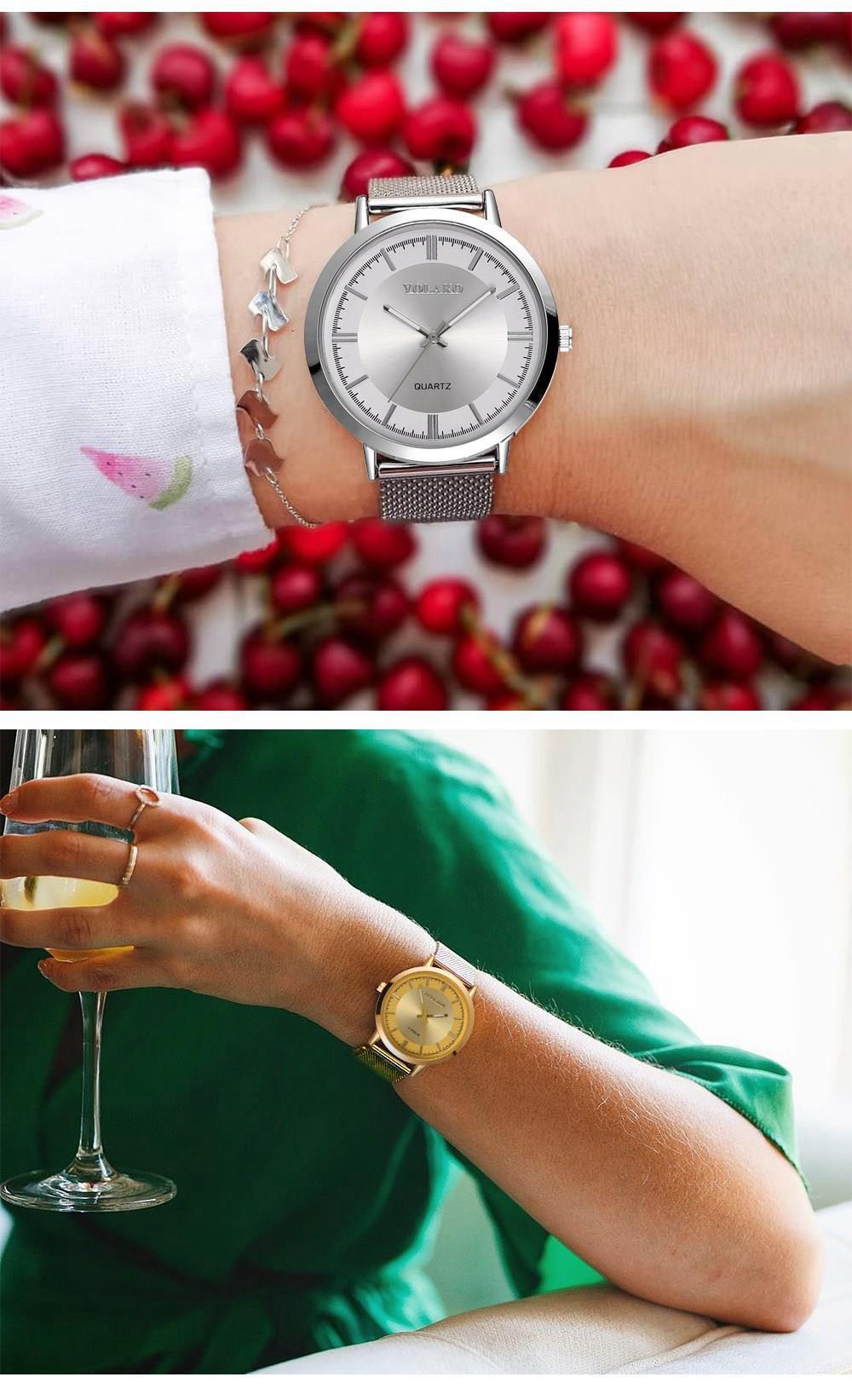 YOLAKO Women Quartz Watch Plastic Strap Fashion Casual Watches - Gold