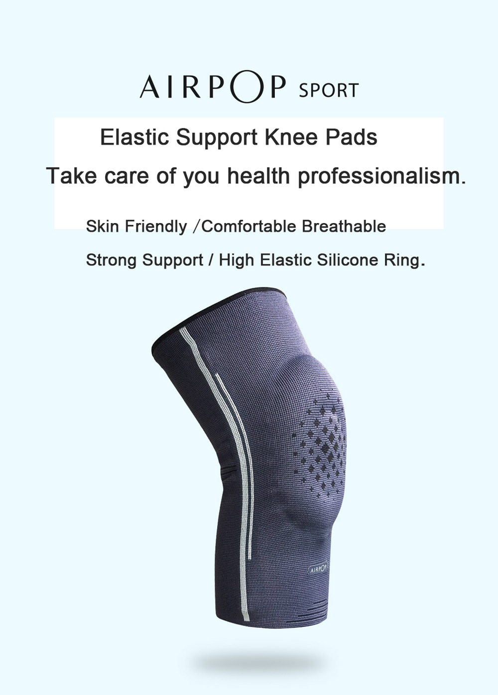 Xiaomi AirPOP Sports Knee Pads High Elastic Breathable Fitness Protective Gear 1 Piece Size L - Gray