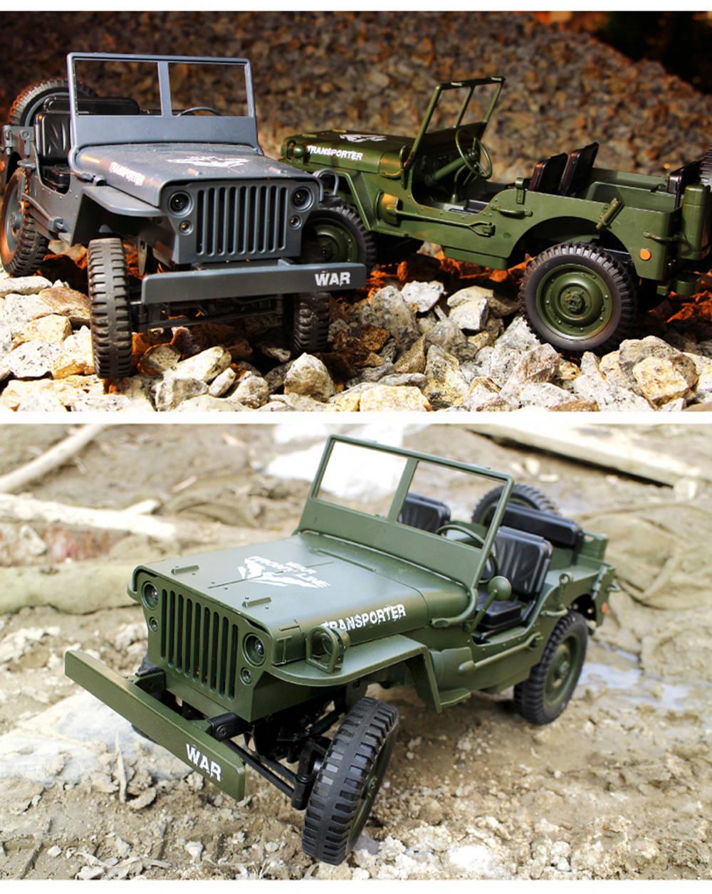 JJRC Q65 Transporter-6 2.4G 1:10 4WD Convertible Jeep Off-road RC Car Military Truck with Car Cloak RTR - Army Green