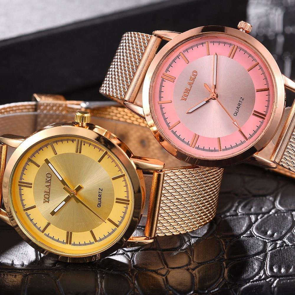 YOLAKO Women Quartz Watch Plastic Strap Fashion Casual Watches - Gold