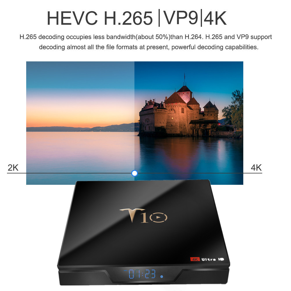 T10 Amlogic S905W 2GB/16GB 4K Android 7.1 TV Box with LED Display Netflix HD WiFi LAN HDMI KODI 17.6