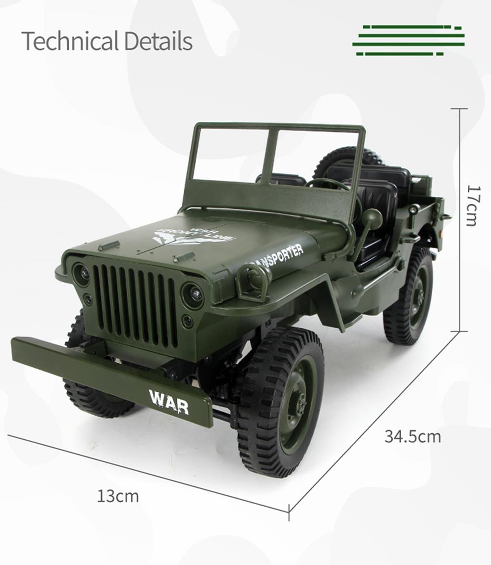 JJRC Q65 Transporter-6 2.4G 1:10 4WD Convertible Jeep Off-road RC Car Military Truck with Car Cloak RTR - Army Green
