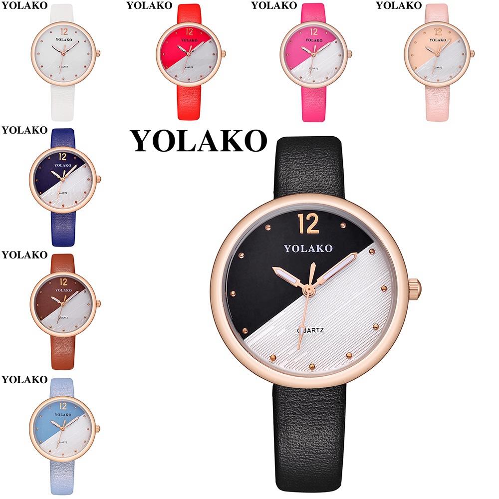 YOLAKO YK60 Women Fashion Quartz Watch PU Leather Strap - Brown