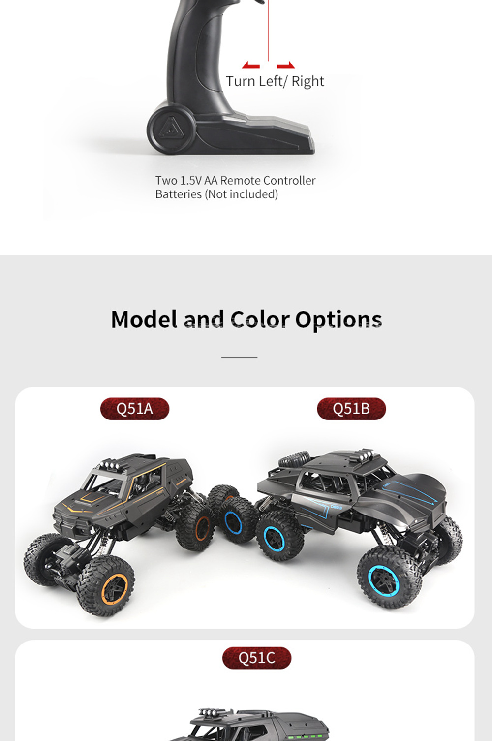 JJRC Q51 MAX 2.4G 1:12 6WD Off-road RC Car Climbing Truck RTR - E Version