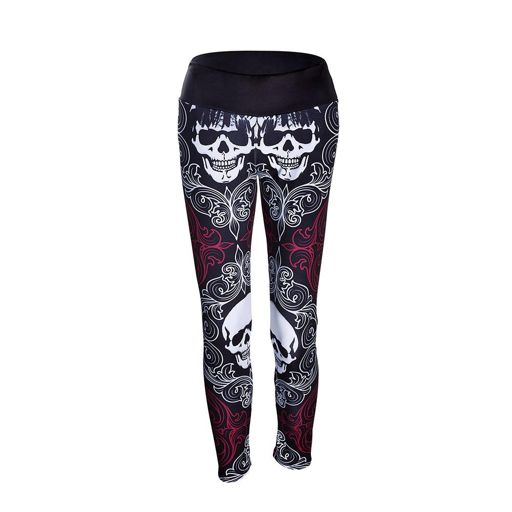 CK2241 Women Skeleton Pattern Yoga Pants High-waist Leggings Size S - Fuchsia