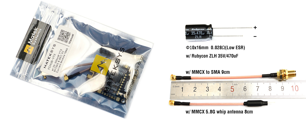 Matek Systems FCHUB-VTX 5.8G 40CH 25/200/500mW Switchable Video Transmitter 6-27V PDB 5V/1A BEC for RC Drone