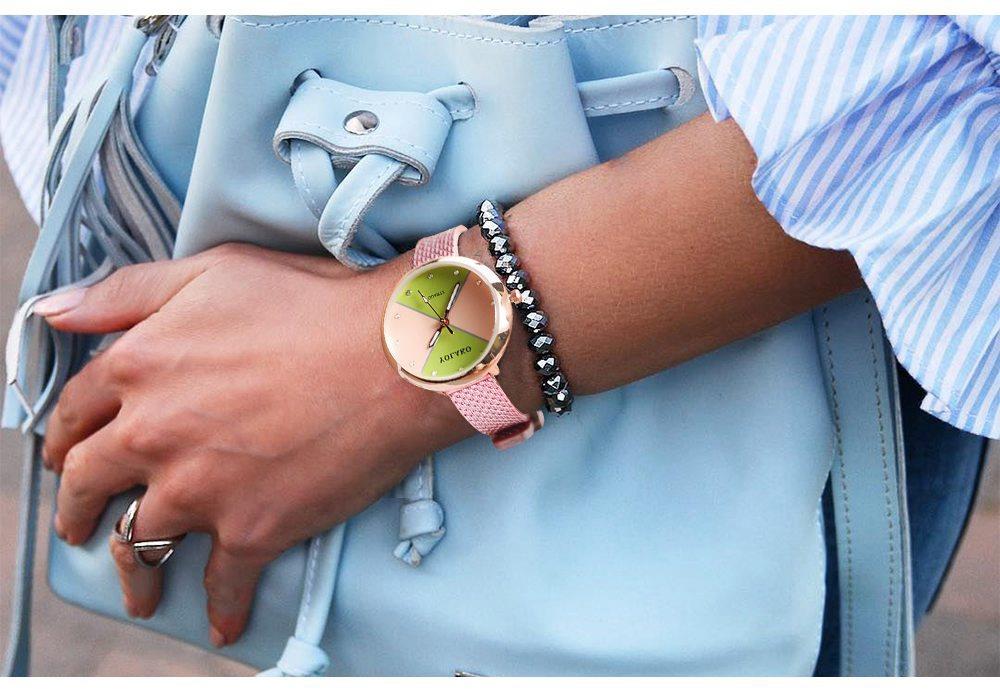 YOLAKO YK34 Women Quartz Watch Plastic Leather Strap Fashion Casual Watches - Fuchsia