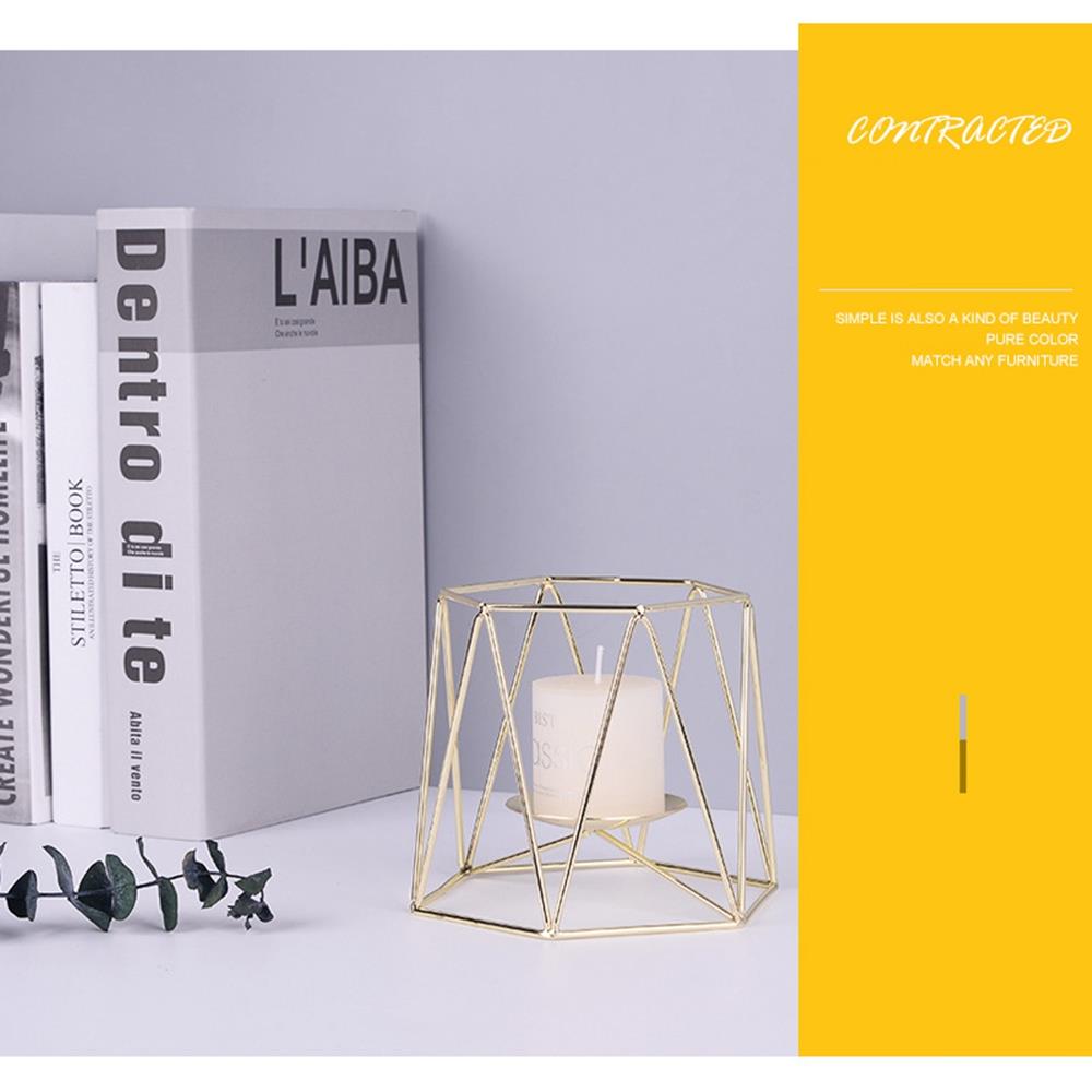 Geometric Candlestick Candle Cup Ornaments Wall Sconce Metal Candle Holders Size S - Gold