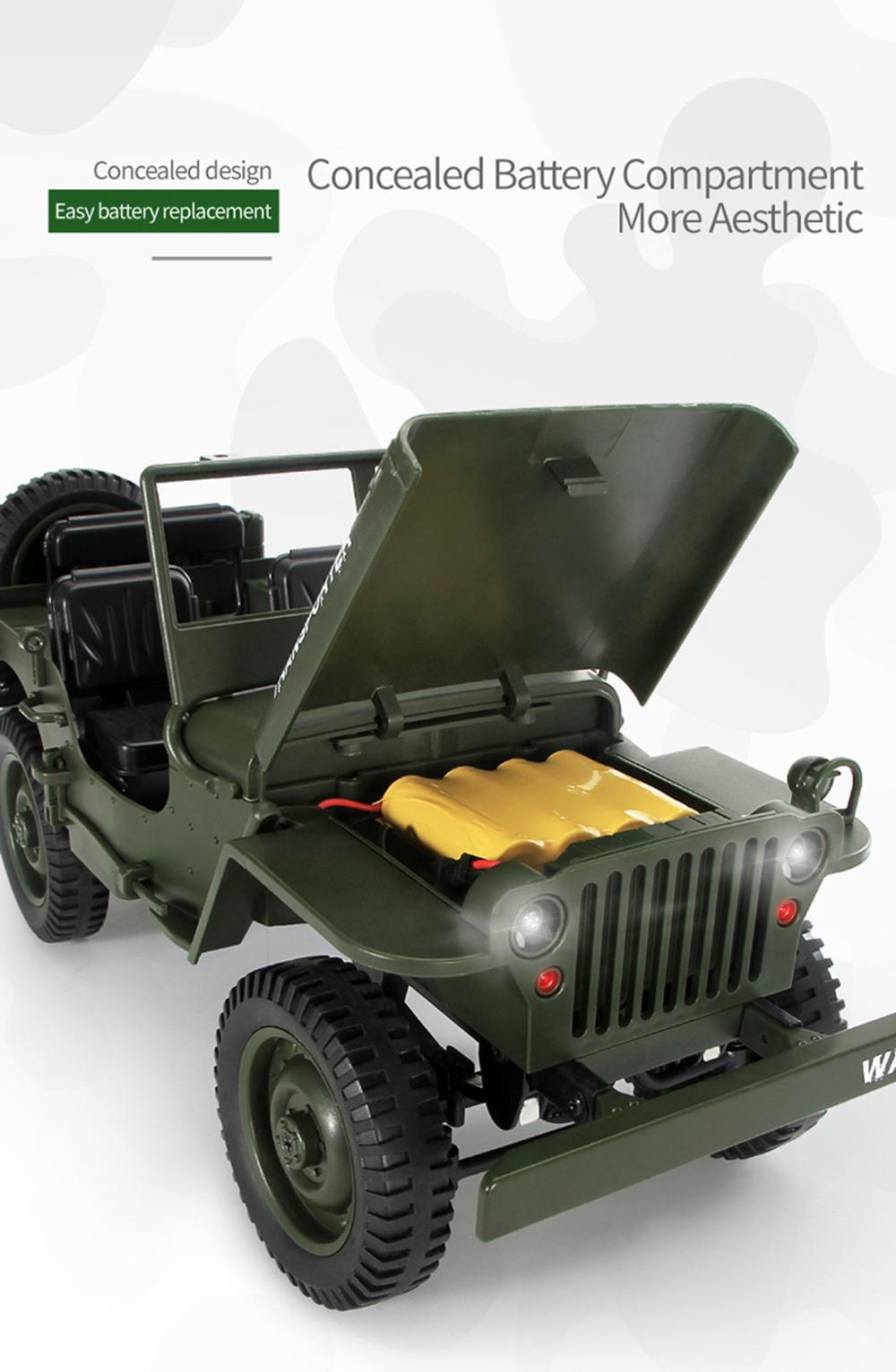 JJRC Q65 Transporter-6 2.4G 1:10 4WD Convertible Jeep Off-road RC Car Military Truck with Car Cloak RTR - Army Green