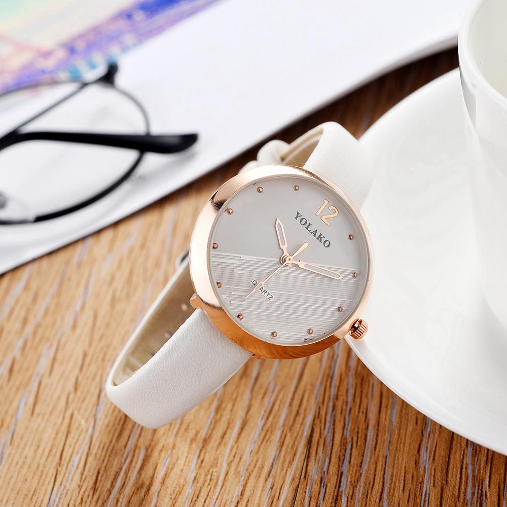 YOLAKO YK60 Women Fashion Quartz Watch PU Leather Strap - Brown