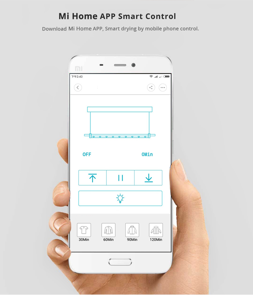 Xiaomi M1X Pro Smart Clothes Dryer Continuous Warm Air Drying 30KG Load Capacity One Button Lift LED Omnidirectional Illumination - White
