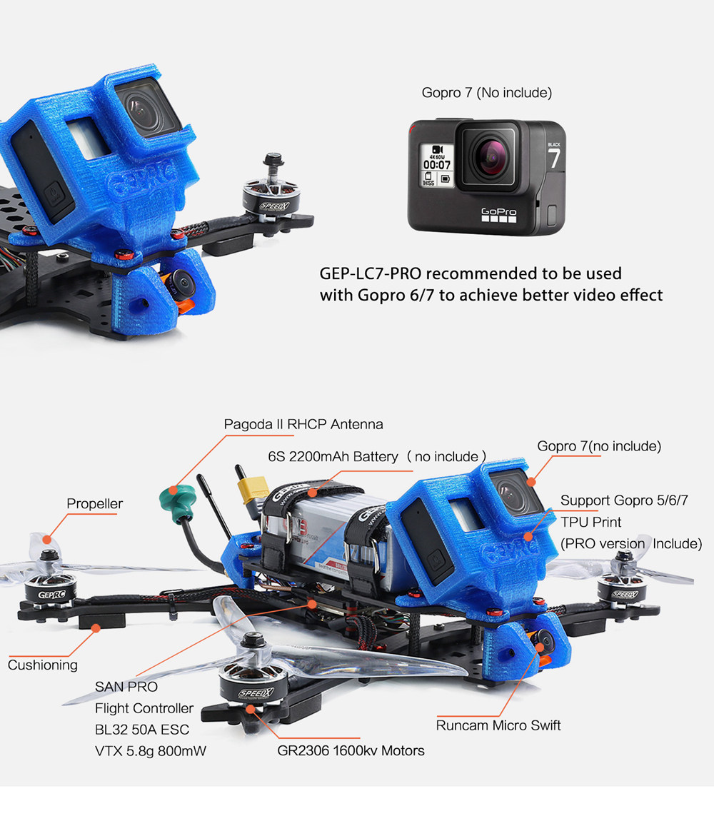 GEPRC Crocodile 7 GEP-LC7-PRO 7Inch 315mm 1080P Long Rang FPV RC Racing Drone BNF - R9mm Receiver