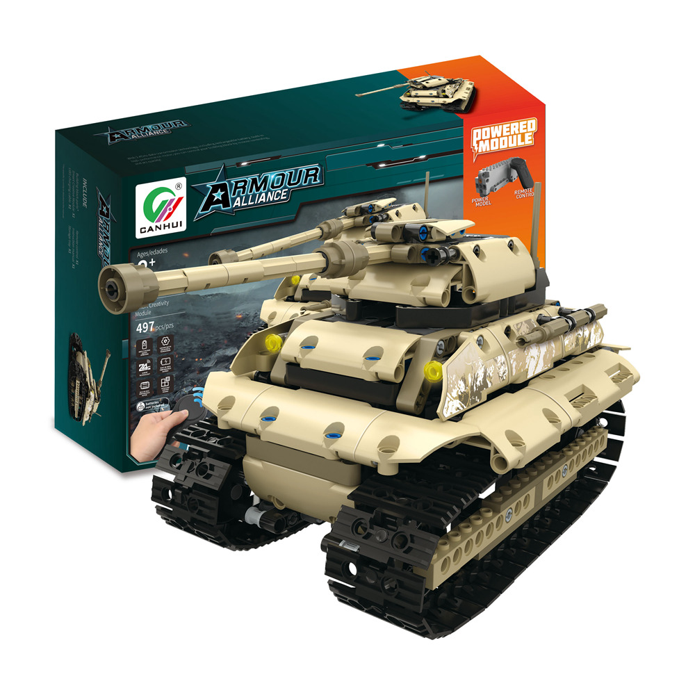 MoFun 13011 497PCS 2.4G 4CH DIY Assemble Brick Block RC Car Heavy Crawler Tank
