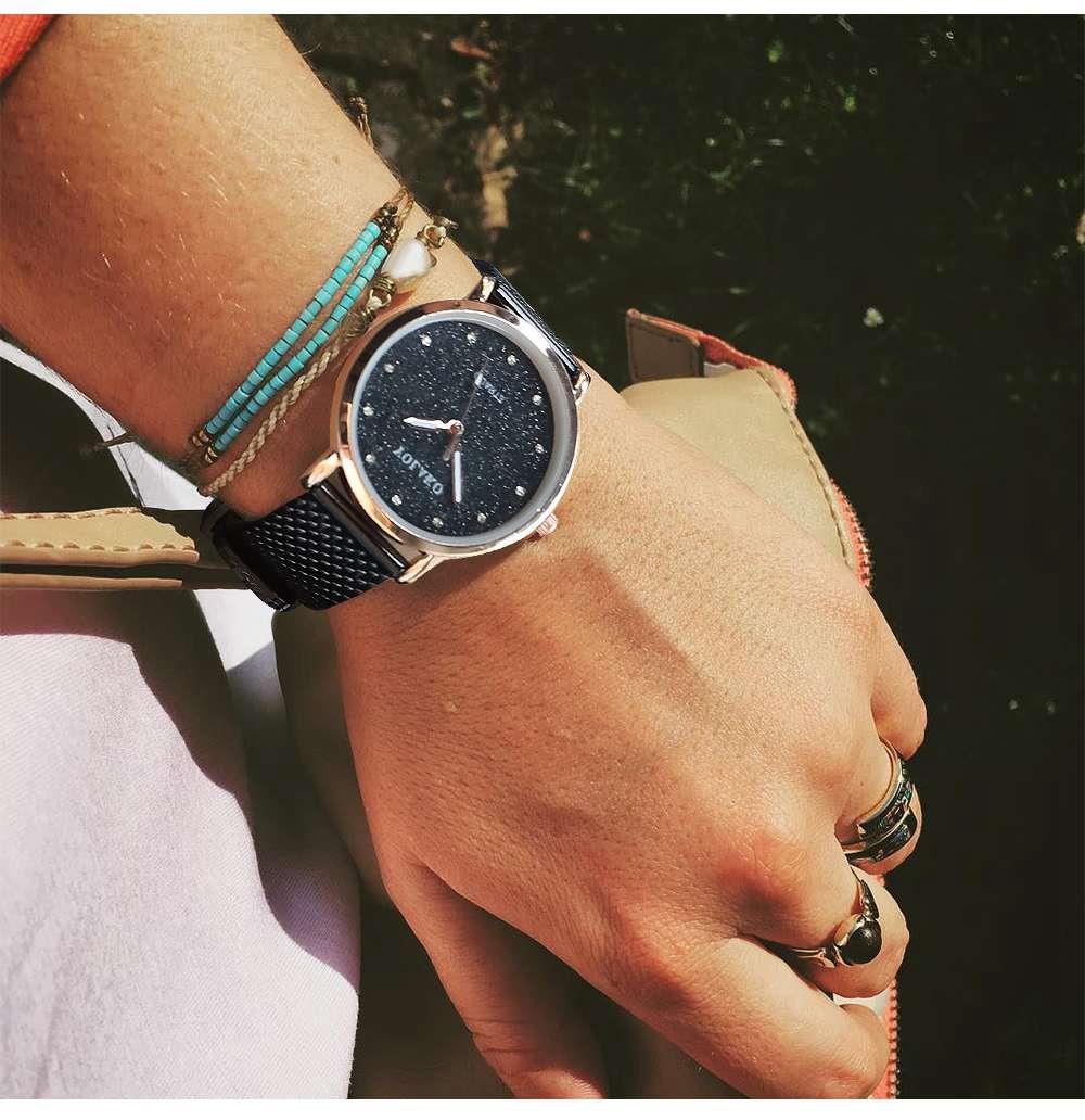 YOLAKO YK33 Women Quartz Watch Plastic Leather Strap Fashion Casual Watches - Rose Gold+Pink